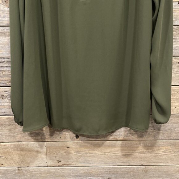 Torrid Women's Plus Size 1 Green Velvet Embroidered Long Sleeve Blouse V Neck - Picture 2 of 9